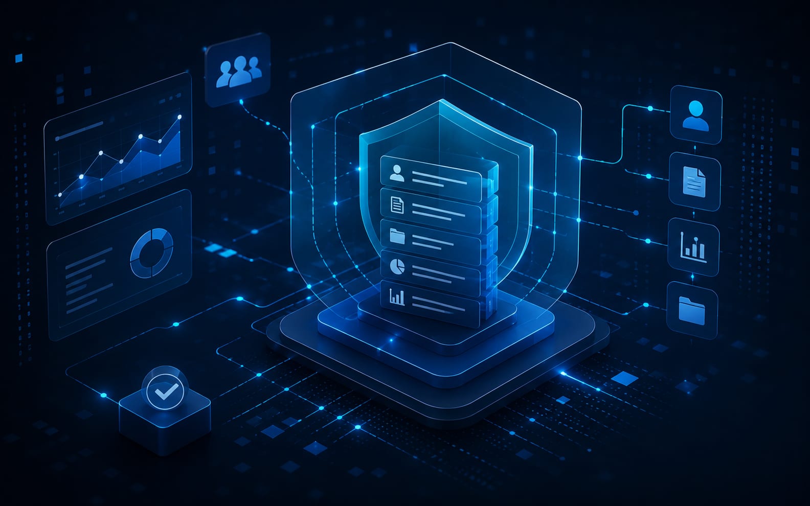 Información protegida y conectada con controles visuales de seguridad.